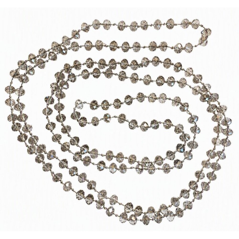 VTG Style Southern Seoul Sparkling Gray Faceted Crystal Beaded 64" Necklace NEW